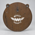 12-inch gong, 1/2-inch AR500 steel, surface rust, three 9/16-inch square mounting holes, two ears