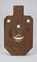 33-percent IPSC silhouette, 1/2-inch AR500 steel, surface rust, three 9/16-inch square mounting holes