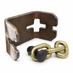 Rear angle of the Wyatt T-post hanger with Grade 70 chain, black Grade 8 carriage bolt and locknut