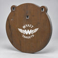 Big Bore Gong 12″, 3/4-inch AR500 steel, surface rust, three 9/16-inch square mounting holes per target