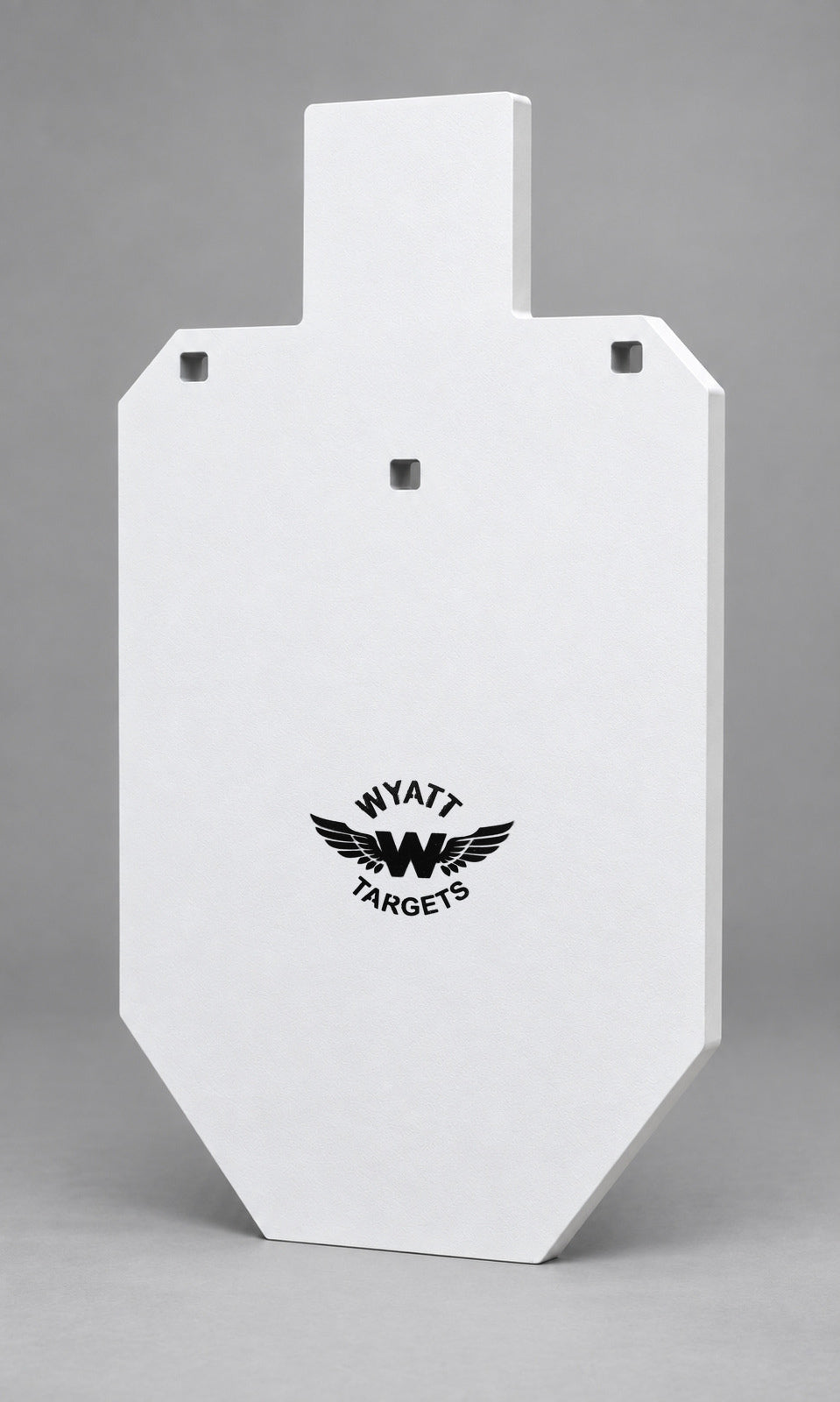 Big Bore IPSC Silhouette 100% (Full Size), 3/4-inch AR500 steel, white paint, three 9/16-inch square mounting holes per target