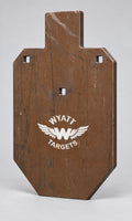 Big Bore IPSC Silhouette 66%, 3/4-inch AR500 steel, surface rust, three 9/16-inch square mounting holes per target